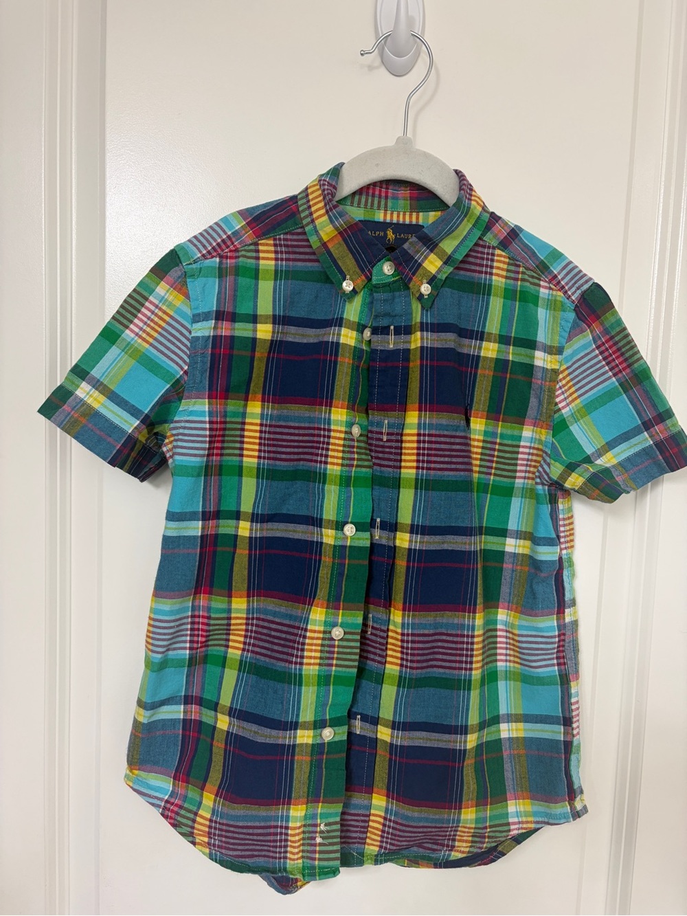 Ralph Lauren Multicolor Plaid Cotton Dress Shirt- Size 7